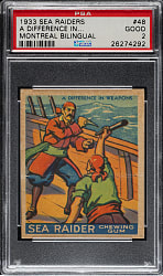1933 R124 World Wide Gum (Canadian Goudey) "Sea Raiders" #48 A Difference in Weapons High Number PSA GOOD 2