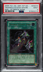2004 Yu-Gi-Oh! Rise of Destiny 1st Edition #EN039 Triangle Ecstasy Spark Ultimate Rare PSA MINT 9