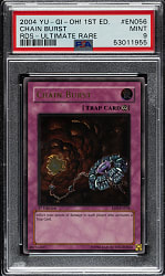 2004 Yu-Gi-Oh! Rise of Destiny 1st Edition #EN056 Chain Burst Ultimate Rare PSA MINT 9