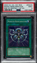 2004 Yu-Gi-Oh! Rise of Destiny 1st Edition #EN045 Monster Reincarnation Super Rare PSA MINT 9