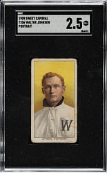 1909-1911 T206 White Border Walter Johnson Portrait SGC GOOD+ 2.5
