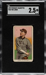 1909-1911 T206 White Border Tom Jones SGC GOOD+ 2.5