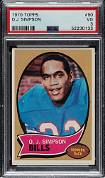 1970 Topps Football #90 O.J. Simpson Rookie PSA VG 3