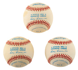 Trio of 1984-1993 Official American League (Bobby Brown) Baseballs in Original Boxes