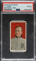 1909-1911 T206 White Border Ty Cobb Portrait Red Background PSA GOOD 2 - Polar Bear Back