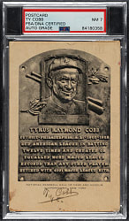 Signed 1953-1955 Artvue (Type 1) Black-and-White Hall of Fame Postcard Ty Cobb PSA/DNA NM 7