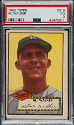 1952 Topps #319 Al Walker High Number PSA VG 3