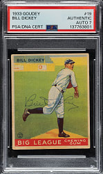 Signed 1933 R319 Goudey #19 Bill Dickey PSA/DNA NM 7