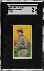 1909-1911 T206 White Border Roger Bresnahan with Bat SGC GOOD 2
