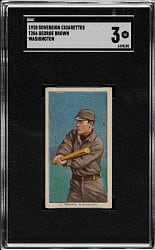 1909-1911 T206 White Border George Brown Washington SGC VG 3 - Sovereign 350 Back