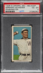 1909-1911 T206 White Border Germany Schaefer Washington PSA VG-EX 4