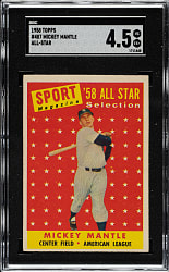 1958 Topps #487 Mickey Mantle All-Star SGC VG/EX+ 4.5