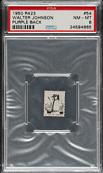 1950 R423 Strip Card #54 Walter Johnson Purple Back PSA NM-MT 8