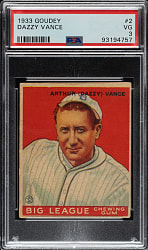 1933 R319 Goudey #2 Dazzy Vance PSA VG 3