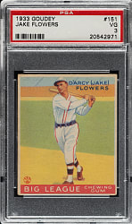 1933 R319 Goudey #151 Jake Flowers PSA VG 3