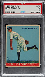 1933 R319 Goudey #138 Herb Pennock PSA EX 5