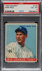 1933 R319 Goudey #134 Sam Rice PSA VG-EX 4