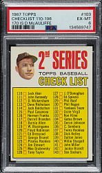 1967 Topps #103 Checklist with Mantle (D. McAuliffe Variation) PSA EX-MT 6