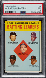 1963 Topps #2 A.L. Batting Leaders with Mickey Mantle PSA NM 7