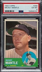1963 Topps #200 Mickey Mantle PSA EX-MT 6