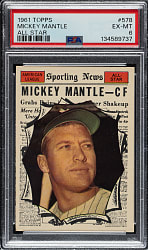 1961 Topps #578 Mickey Mantle All-Star PSA EX-MT 6