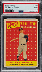 1958 Topps #487 Mickey Mantle All-Star PSA VG+ 3.5