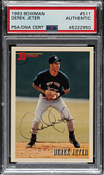 Signed 1993 Bowman #511 Derek Jeter Rookie - PSA/DNA