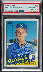 Signed 1985 Topps #23 Bret Saberhagen Rookie PSA/DNA GEM MINT 10