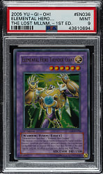 2005 Yu-Gi-Oh! The Lost Millennium 1st Edition #EN036 Elemental Hero Thunder Giant Ultra Rare PSA MINT 9