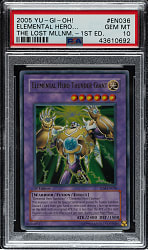 2005 Yu-Gi-Oh! The Lost Millennium 1st Edition #EN036 Elemental Hero Thunder Giant Ultra Rare PSA GEM MINT 10