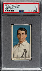 1909-1911 T206 White Border Harry Krause Portrait PSA EX 5 - Cycle 350 Back