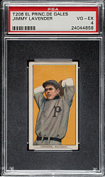 1909-1911 T206 White Border Jimmy Lavender PSA VG-EX 4 - El Principe De Gales Back