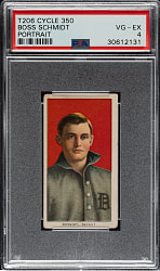 1909-1911 T206 White Border Boss Schmidt Portrait PSA VG-EX 4 - Cycle 350 Back