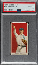 1909-1911 T206 White Border Doc Marshall PSA VG-EX 4 - Cycle 350 Back