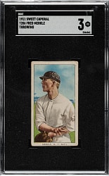 1909-1911 T206 White Border Fred Merkle Throwing SGC VG 3