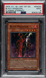 2005 Yu-Gi-Oh! Flaming Eternity 1st Edition #EN020 Blast Magician Super Rare PSA MINT 9
