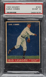 1933 R319 Goudey #103 Earle Combs PSA EX-MT 6