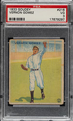 1933 R319 Goudey #216 Vernon Gomez PSA VG 3