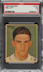 1933 R319 Goudey #127 Mel Ott PSA VG 3