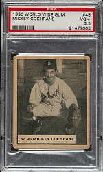 1936 V355 World Wide Gum #45 Mickey Cochrane PSA VG+ 3.5