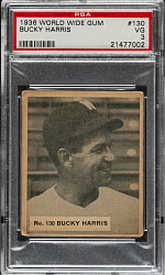 1936 V355 World Wide Gum #130 Bucky Harris PSA VG 3
