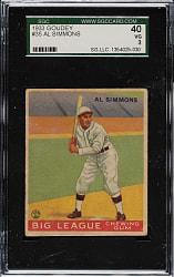 1933 R319 Goudey #35 Al Simmons SGC VG 40