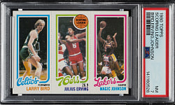 1980-1981 Topps Basketball Larry Bird/Julius Erving/Magic Johnson Rookie PSA NM 7