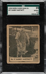 1936 V355 World Wide Gum #57 Gabby Hartnett SGC GOOD+ 35