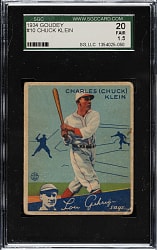 1934 R320 Goudey #10 Chuck Klein SGC FAIR 20