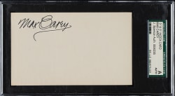 Max Carey Signed Index Card - SGC/JSA