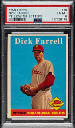 1958 Topps #76 Dick Farrell Yellow Letters PSA EX-MT 6