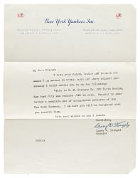 Casey Stengel Signed New York Yankees Letter - JSA