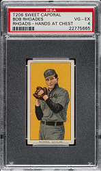 1909-1911 T206 White Border Bob Rhoades Hands at Chest PSA VG-EX 4