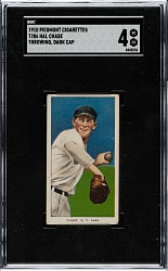 1909-1911 T206 White Border Hal Chase Throwing Dark Cap SGC VG/EX 4